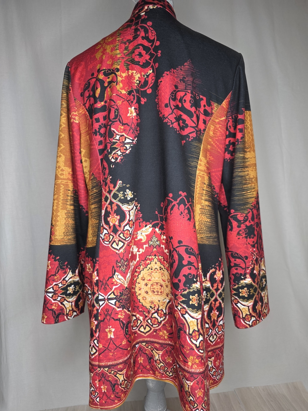 Chico's Red, Black & Gold Patterned Blazer Jacket - Picture 5 of 8
